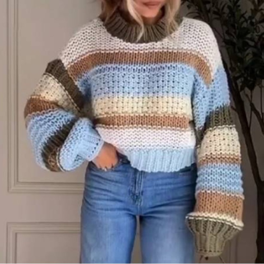 NWT Striped Chunky Grey Bandit Sweater